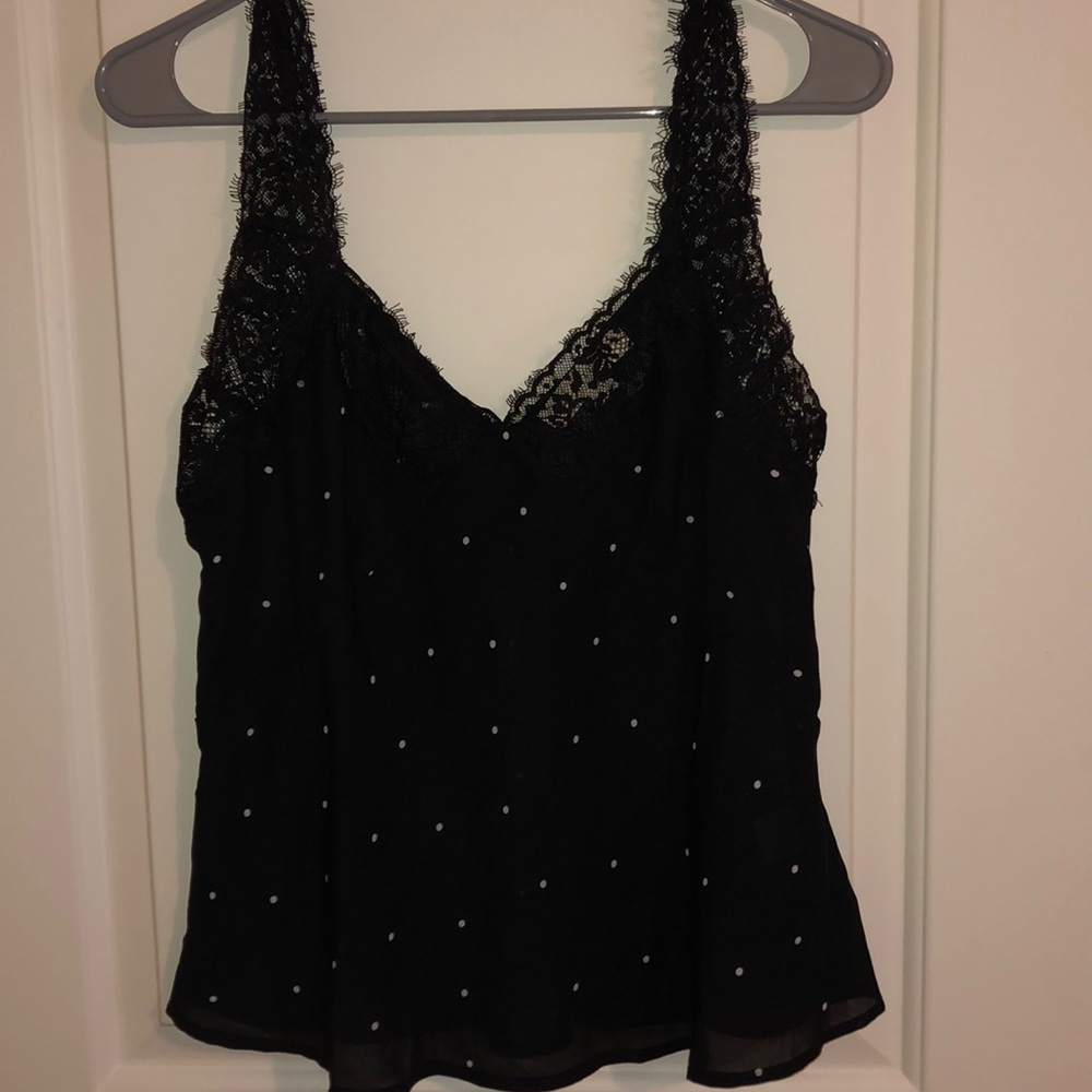 Black polka dot tank top blouse